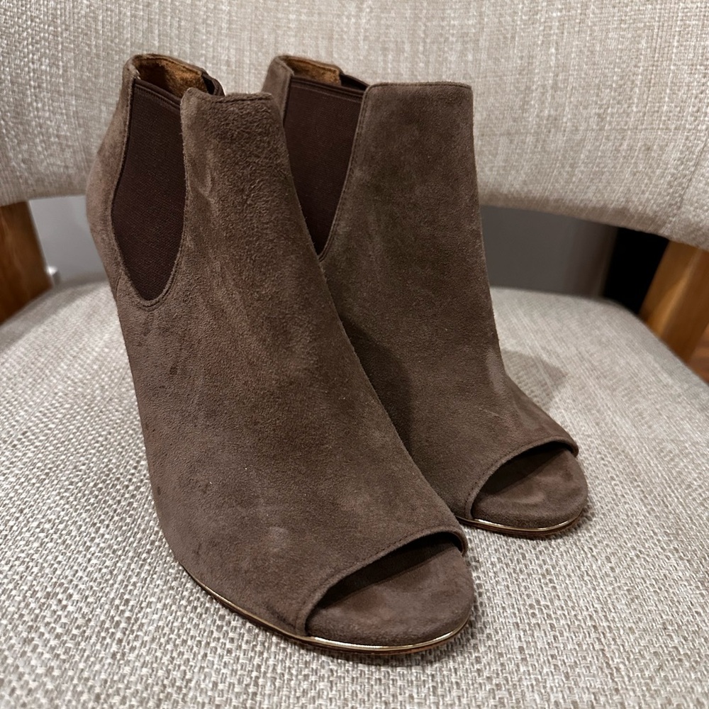 Coach Suede Peep-Toe Ankle Boots